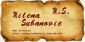 Milena Subanović vizit kartica